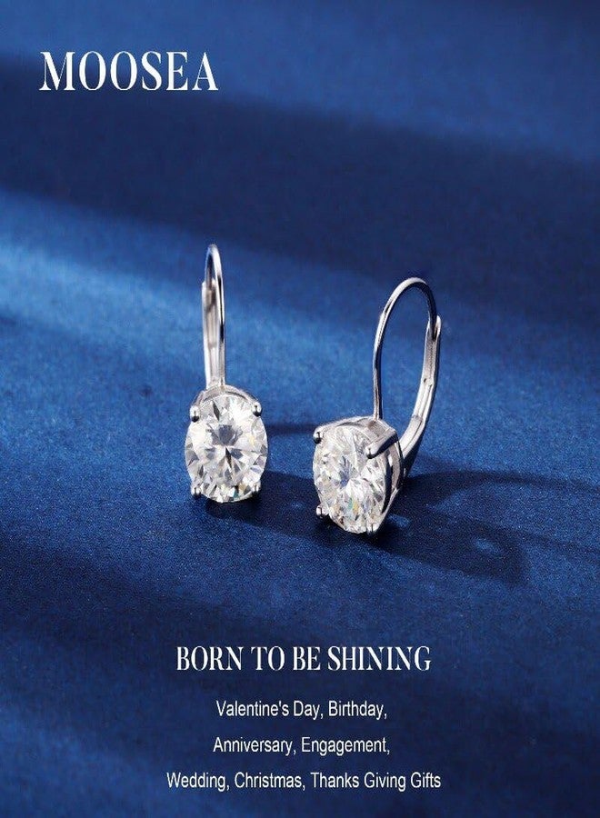 MOOSEA Moissanite Drop Earrings for Women, 925 Sterling Silver 1ct Lab Created Moissanite Dangle Earring Leverback Earrings for Women Anniversary Birthday Gifts for Wife Mom Girlfriend Grandma - Image 2